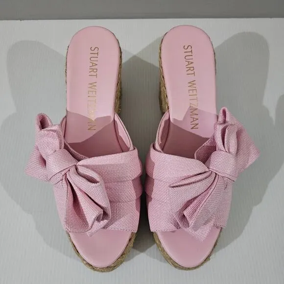 NEW Stuart Weitzman Loveknot Sandal Espadrille Wedge Pink Size 10