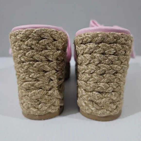 NEW Stuart Weitzman Loveknot Sandal Espadrille Wedge Pink Size 10