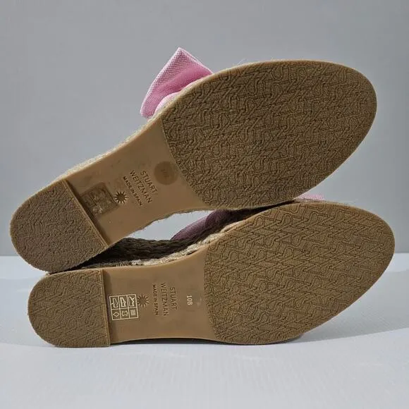 NEW Stuart Weitzman Loveknot Sandal Espadrille Wedge Pink Size 10