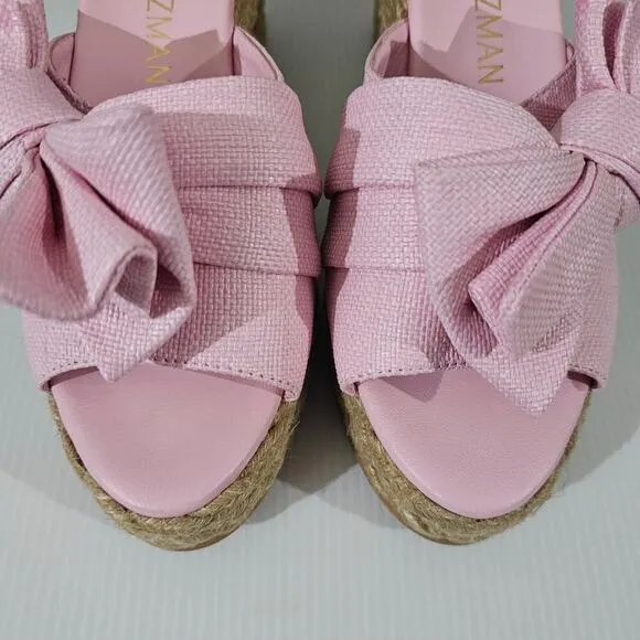 NEW Stuart Weitzman Loveknot Sandal Espadrille Wedge Pink Size 10