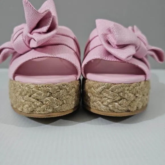 NEW Stuart Weitzman Loveknot Sandal Espadrille Wedge Pink Size 10