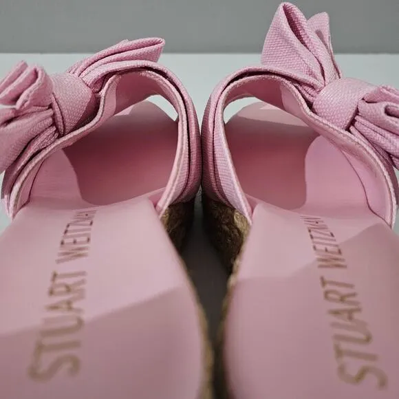 NEW Stuart Weitzman Loveknot Sandal Espadrille Wedge Pink Size 10