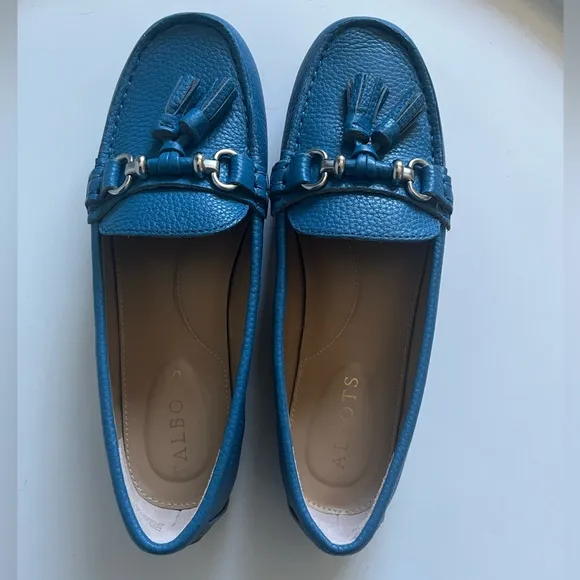 NEW Talbots Everson Tassel Driving Moccasins Blue Leather 5.5M