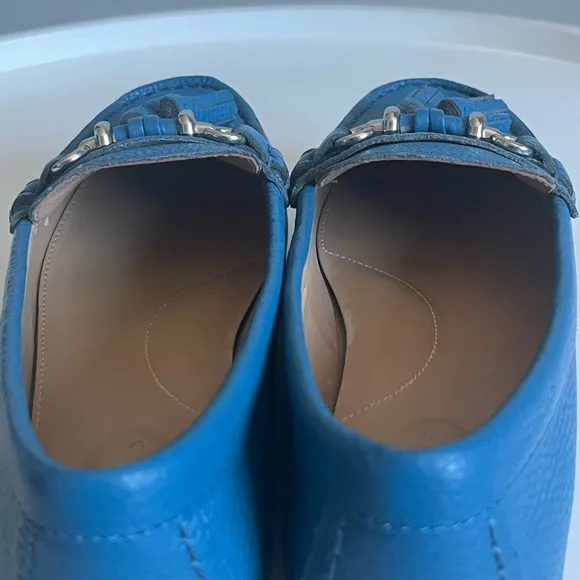 NEW Talbots Everson Tassel Driving Moccasins Blue Leather 5.5M
