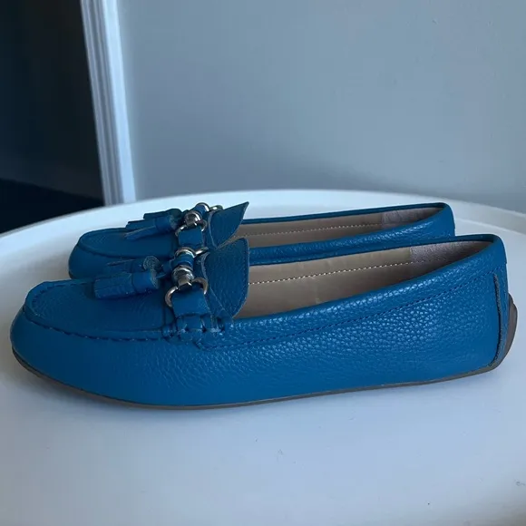 NEW Talbots Everson Tassel Driving Moccasins Blue Leather 5.5M