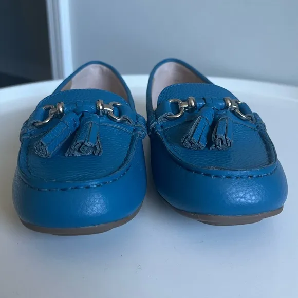 NEW Talbots Everson Tassel Driving Moccasins Blue Leather 5.5M