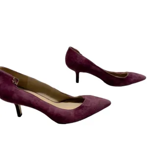 NEW TORY BURCH Elizabeth Suede Pumps Size 10.5M Pointed Toe Purple Mid Heel