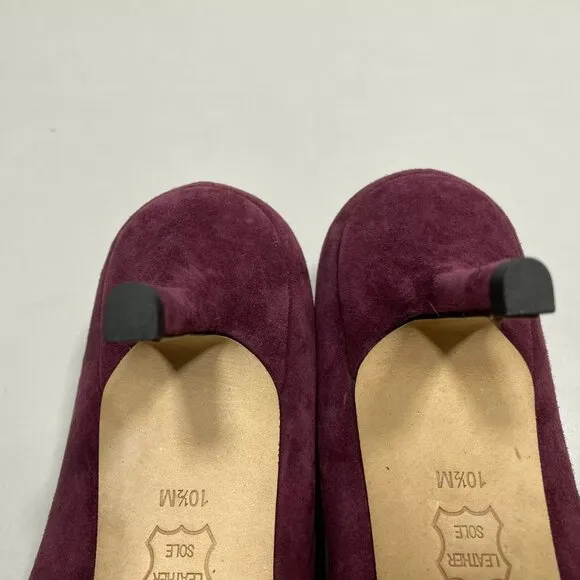 NEW TORY BURCH Elizabeth Suede Pumps Size 10.5M Pointed Toe Purple Mid Heel