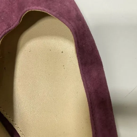 NEW TORY BURCH Elizabeth Suede Pumps Size 10.5M Pointed Toe Purple Mid Heel