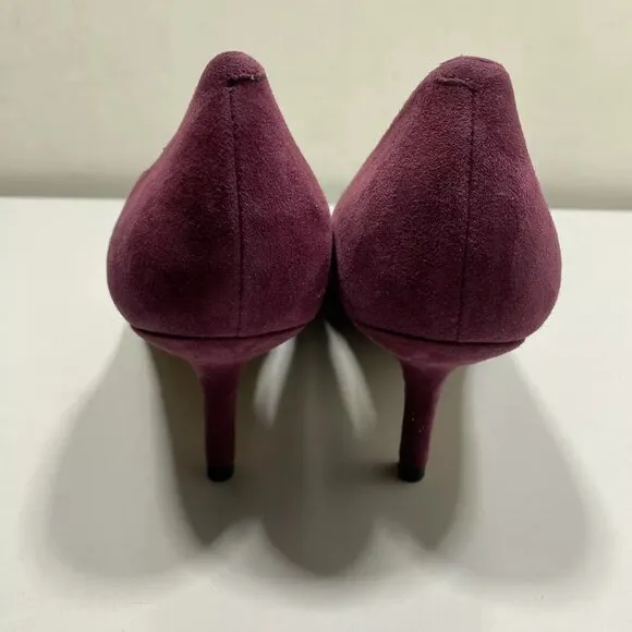 NEW TORY BURCH Elizabeth Suede Pumps Size 10.5M Pointed Toe Purple Mid Heel