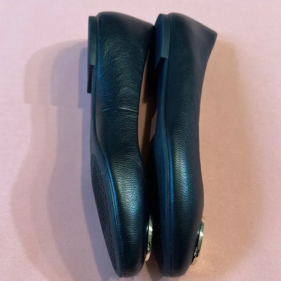 New Tory Burch Leather Black Ballet Flats. Size 9.
