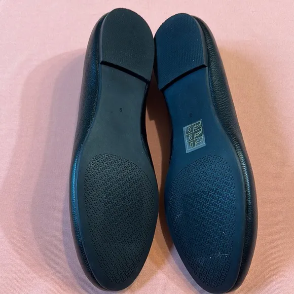 New Tory Burch Leather Black Ballet Flats. Size 9.