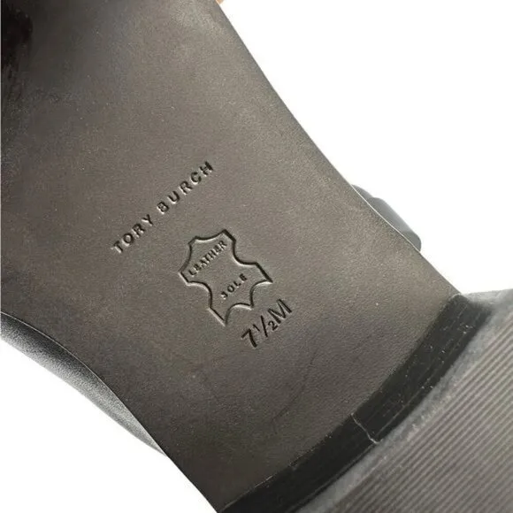 NEW Tory Burch Medallion Plaque 35mm Leather Ankle Boots in Black Sz. 7.5