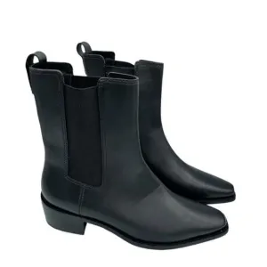 NEW Tory Burch Medallion Plaque 35mm Leather Ankle Boots in Black Sz. 7.5