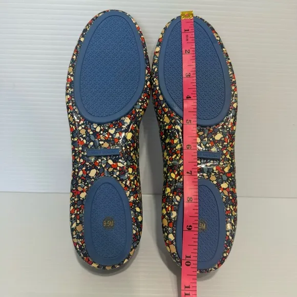 New Tory Burch Minnie Festival Blue Leather Ballet Flats Size 9.5