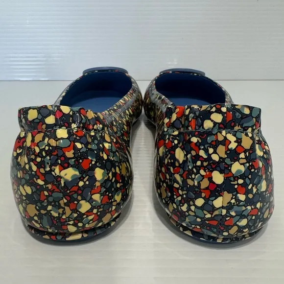 New Tory Burch Minnie Festival Blue Leather Ballet Flats Size 9.5