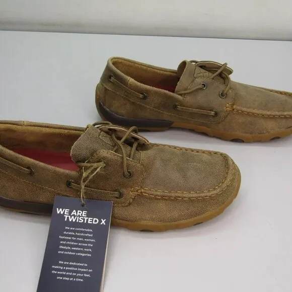 NEW TWISTED X Womens Boat Shoe Driving Moccasins Cushioned Lace-Up Size 9