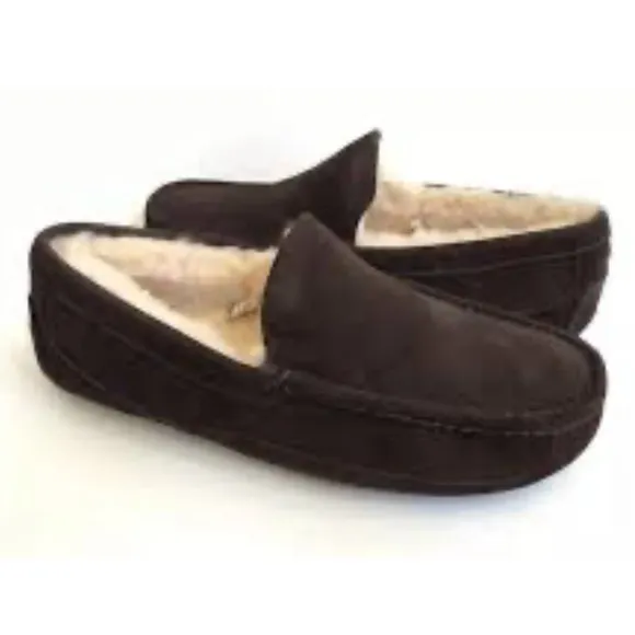 NEW UGG Ascot Brown Suede Sherling Moccasins Slippers loafers Men size 17