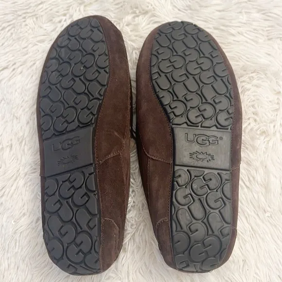 NEW UGG Ascot Brown Suede Sherling Moccasins Slippers loafers Men size 17