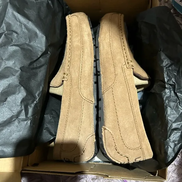 NEW UGG ALDER Men’s Slippers Suede Leather Wool Lining Moccasins Indoot Outdoor