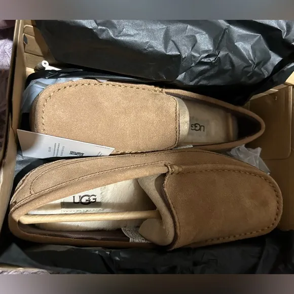 NEW UGG ALDER Men’s Slippers Suede Leather Wool Lining Moccasins Indoot Outdoor