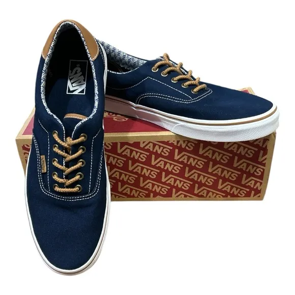 NEW Vans Era 59 Navy Chevron Canvas Dress Blues Casual Skate Shoes Sneakers 13