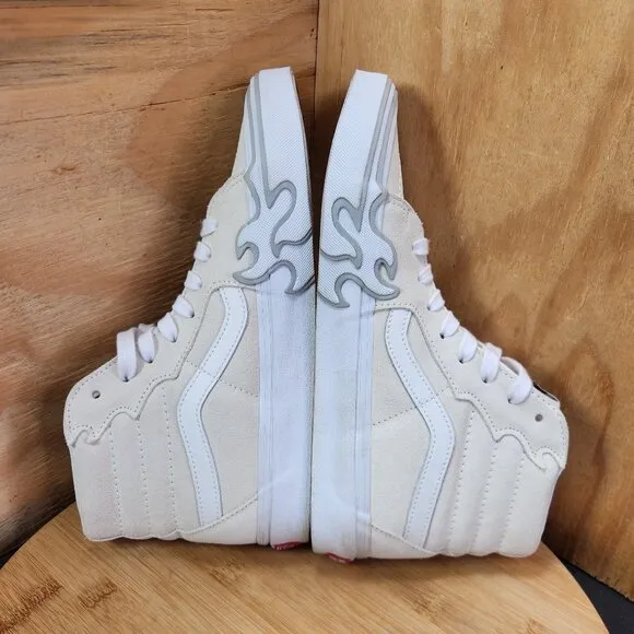 New Vans Sk8 Hi Mens Canvas White Suede Sneakers Size 8 Shoes