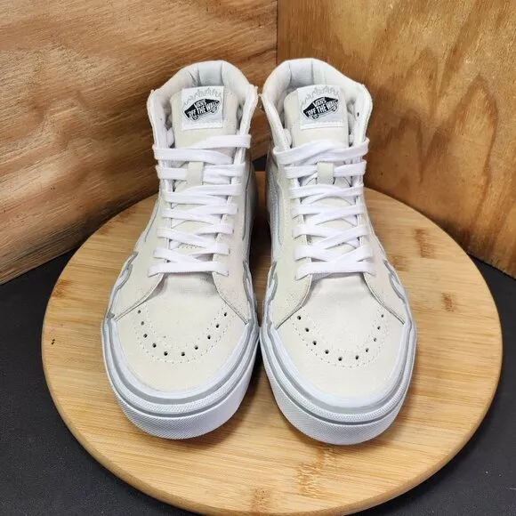 New Vans Sk8 Hi Mens Canvas White Suede Sneakers Size 8 Shoes
