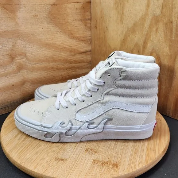 New Vans Sk8 Hi Mens Canvas White Suede Sneakers Size 8 Shoes