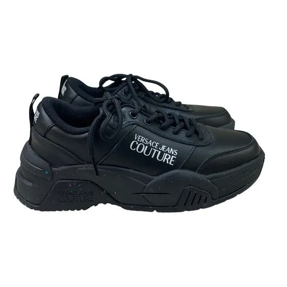 NEW Versace Jeans Couture Eco Dye Stargaze Sneakers 39 / 9 Black Leather