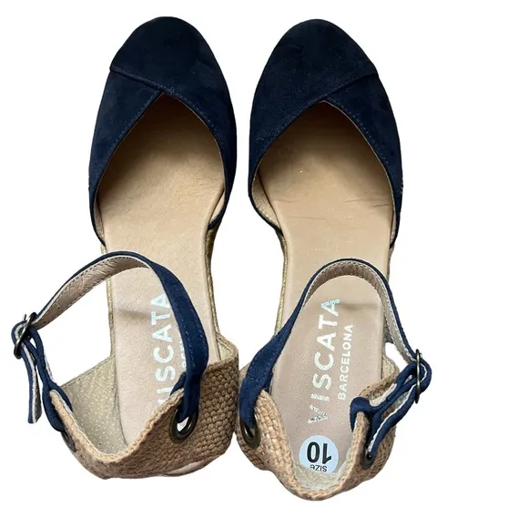 NEW Viscata Barcelona Limited Edition Pubol Espadrille Wedges Navy Blue Suede