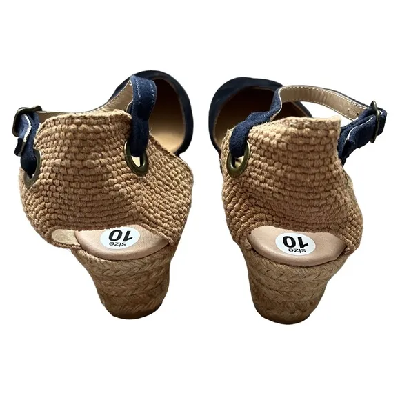NEW Viscata Barcelona Limited Edition Pubol Espadrille Wedges Navy Blue Suede