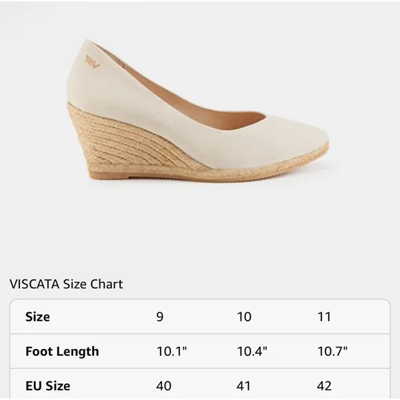 New Viscata V Cut Espadrille Wedges Size EU 40/US 9 Beige  Kate Middleton Fav!