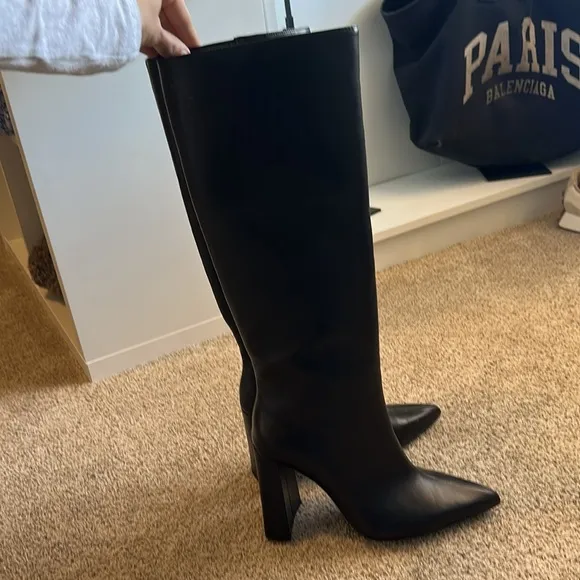 NEW! Zara Black Knee High Heeled Boots