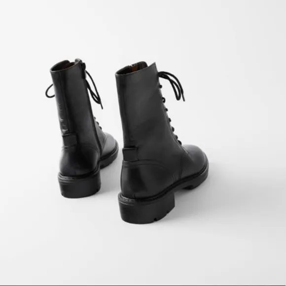 New Zara Flat Leather Ankle Boots