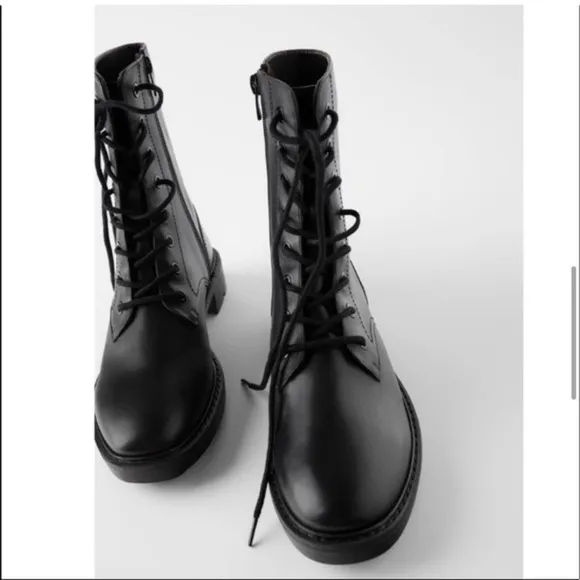 New Zara Flat Leather Ankle Boots