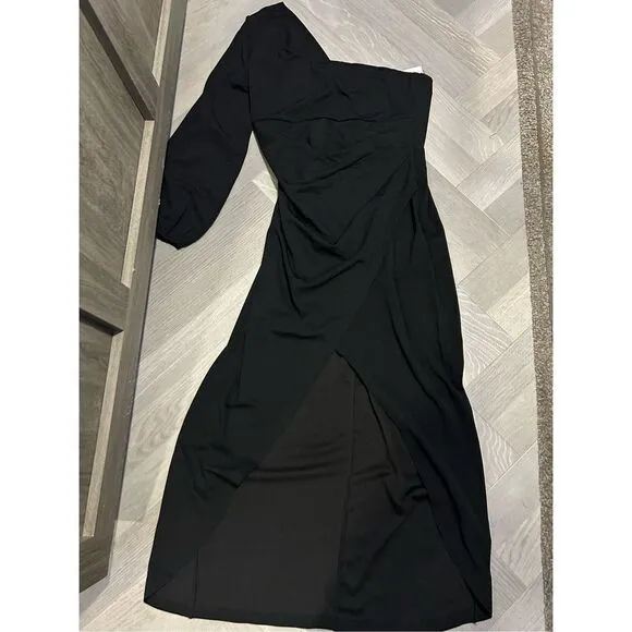 NEW ZESICA 1 Shoulder Cocktail Dress High Slit Ruched Bodycon XL