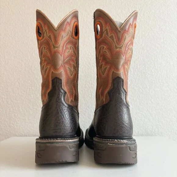 NEW Capitan Mens Cowboy Workboots Size 9D Western Brown Leather Square Toe Boots