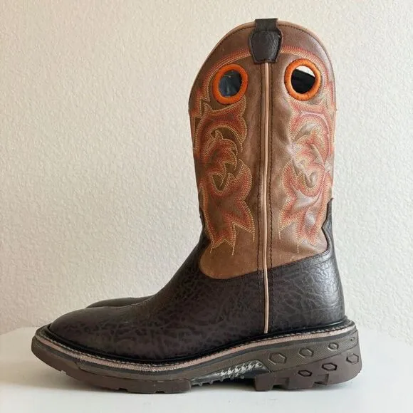 NEW Capitan Mens Cowboy Workboots Size 9D Western Brown Leather Square Toe Boots