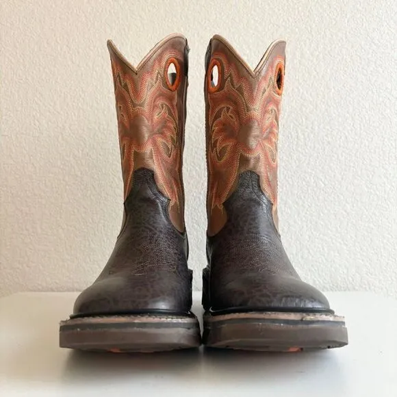 NEW Capitan Mens Cowboy Workboots Size 9D Western Brown Leather Square Toe Boots