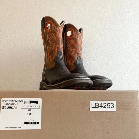 NEW Capitan Mens Cowboy Workboots Size 9D Western Brown Leather Square Toe Boots