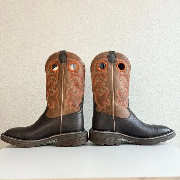 NEW Capitan Mens Cowboy Workboots Size 9D Western Brown Leather Square Toe Boots