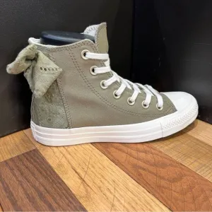 NEW Converse Chuck Taylor All Star Bow Mossy Sloth Green Embroidered Flowers