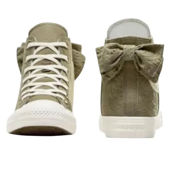 NEW Converse Chuck Taylor All Star Bow Mossy Sloth Green Embroidered Flowers