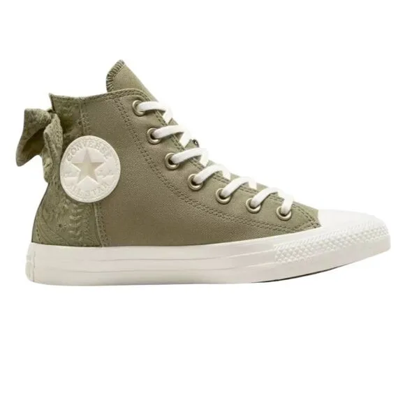 NEW Converse Chuck Taylor All Star Bow Mossy Sloth Green Embroidered Flowers