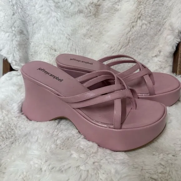 NEW Jeffrey Campbell pink Year 3000  platform wedges sandals 9.5
