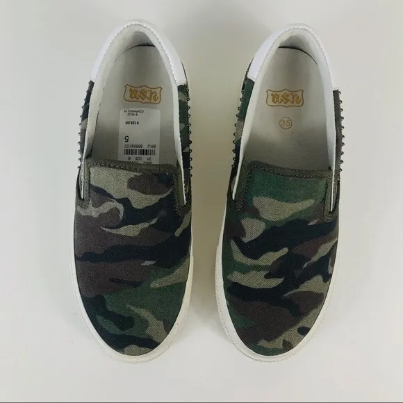 NIB Ash Nikita Slip on Shoes Sneakers Flats Army Camouflage Camo 5 Streetwear
