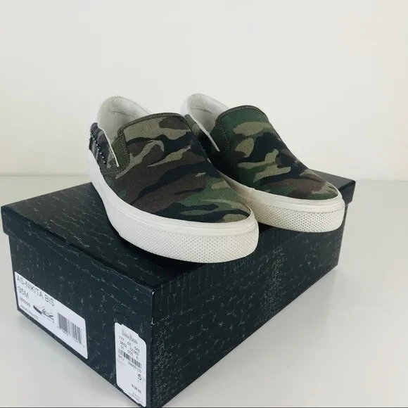 NIB Ash Nikita Slip on Shoes Sneakers Flats Army Camouflage Camo 5 Streetwear