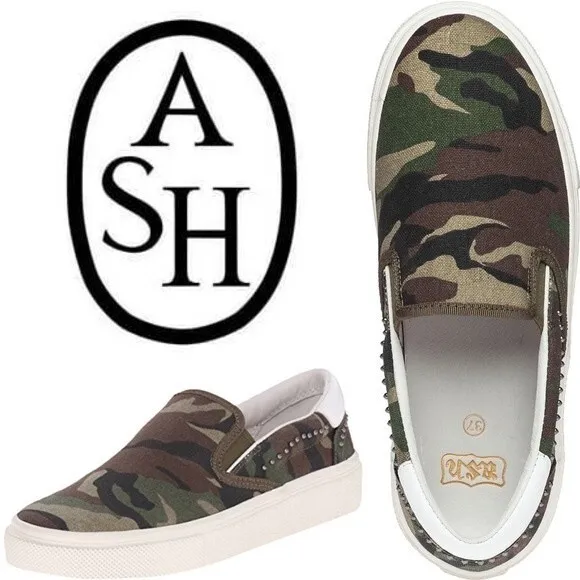 NIB Ash Nikita Slip on Shoes Sneakers Flats Army Camouflage Camo 5 Streetwear
