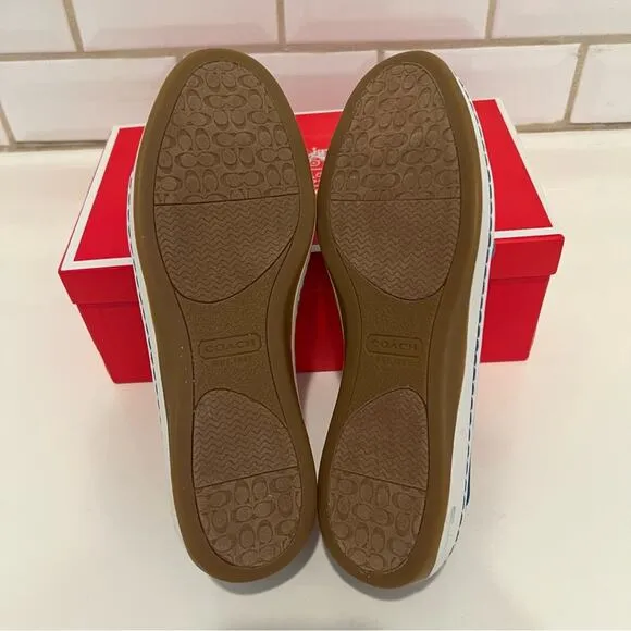 NIB-COACH &quot;RAINEY&quot; BOAT SHOE, SIZE 6.5 Brand New bright Chambray flat top sider